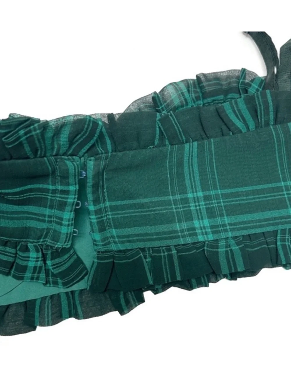 NWT Superdown Bralette Bustier Zelia Green Plaid Crop Top Bra Top Size Small NEW - Picture 5 of 10